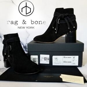 NIB rag & bone Dalia II Boots in Black Suede Size 6 EU Size 36